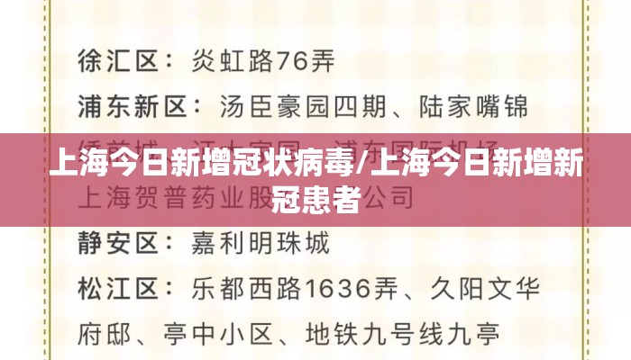 上海今日新增冠状病毒/上海今日新增新冠患者