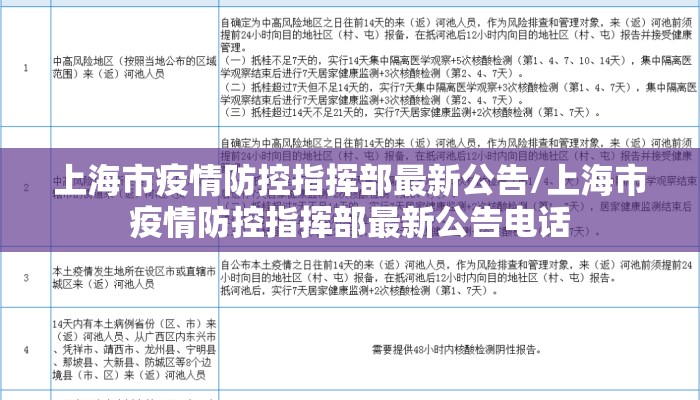 上海市疫情防控指挥部最新公告/上海市疫情防控指挥部最新公告电话