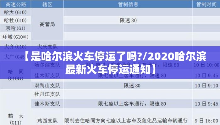 【是哈尔滨火车停运了吗?/2020哈尔滨最新火车停运通知】
