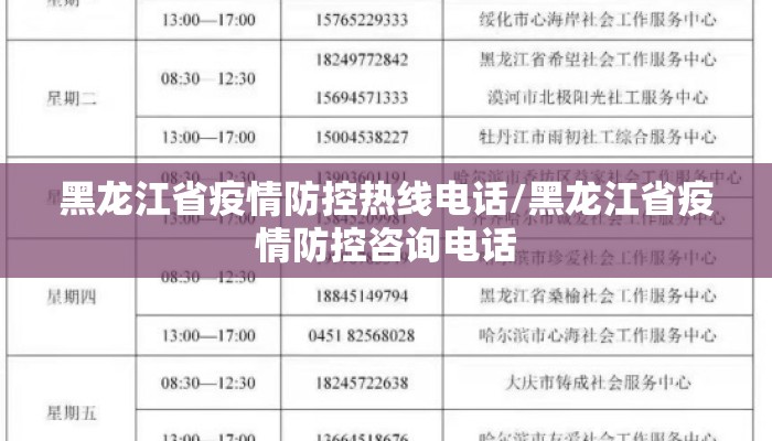 黑龙江省疫情防控热线电话/黑龙江省疫情防控咨询电话