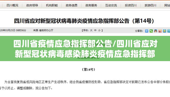 四川省疫情应急指挥部公告/四川省应对新型冠状病毒感染肺炎疫情应急指挥部公告