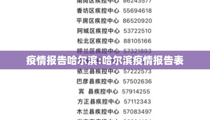 疫情报告哈尔滨:哈尔滨疫情报告表