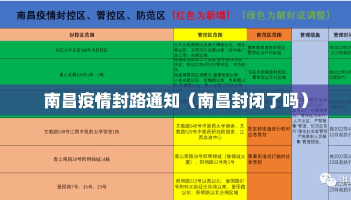 南昌疫情封路通知（南昌封闭了吗）