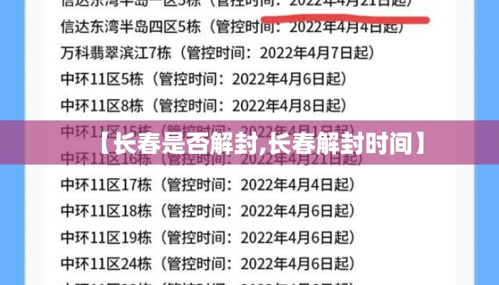 【长春是否解封,长春解封时间】