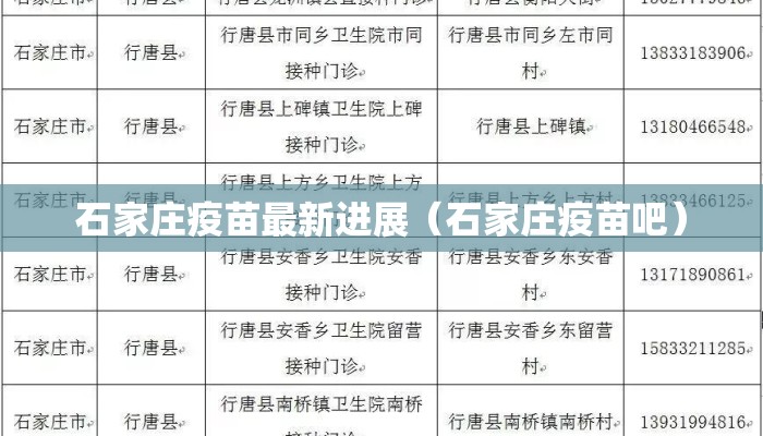 石家庄疫苗最新进展（石家庄疫苗吧）