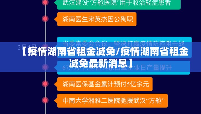 【疫情湖南省租金减免/疫情湖南省租金减免最新消息】
