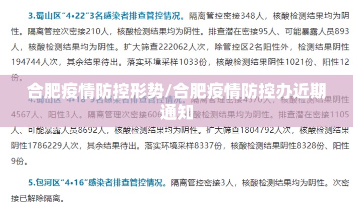 合肥疫情防控形势/合肥疫情防控办近期通知