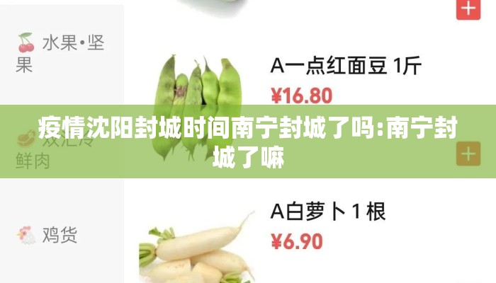 疫情沈阳封城时间南宁封城了吗:南宁封城了嘛