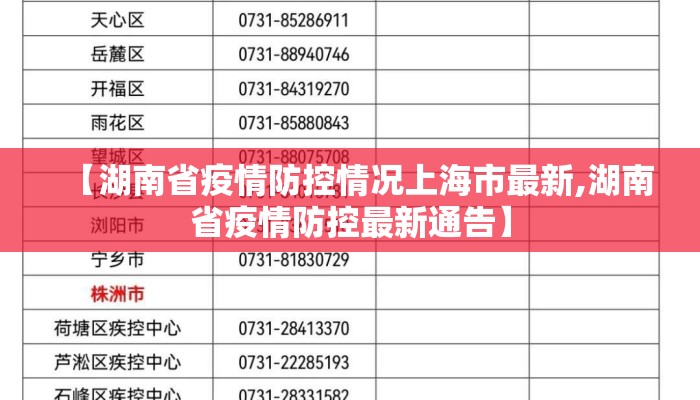 【湖南省疫情防控情况上海市最新,湖南省疫情防控最新通告】