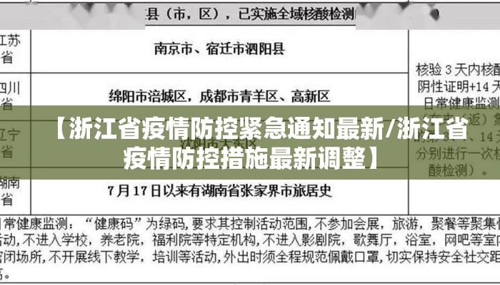 【浙江省疫情防控紧急通知最新/浙江省疫情防控措施最新调整】