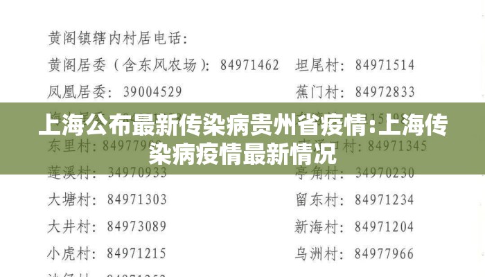 上海公布最新传染病贵州省疫情:上海传染病疫情最新情况