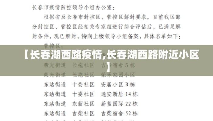 【长春湖西路疫情,长春湖西路附近小区】