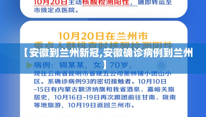 【安徽到兰州新冠,安徽确诊病例到兰州】