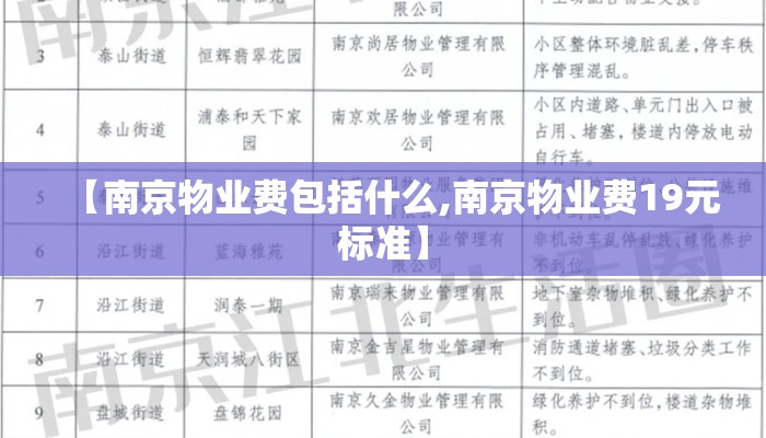 【南京物业费包括什么,南京物业费19元标准】