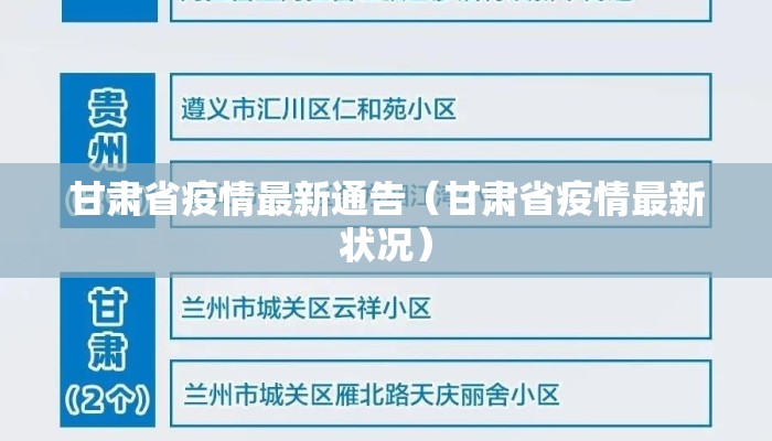 甘肃省疫情最新通告（甘肃省疫情最新状况）