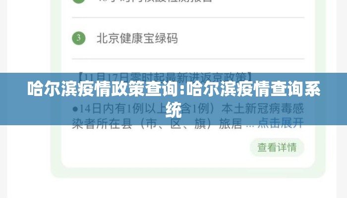 哈尔滨疫情政策查询:哈尔滨疫情查询系统