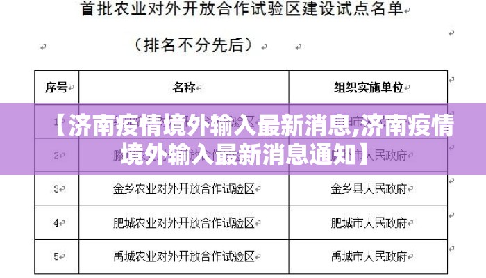 【济南疫情境外输入最新消息,济南疫情境外输入最新消息通知】