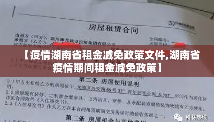【疫情湖南省租金减免政策文件,湖南省疫情期间租金减免政策】