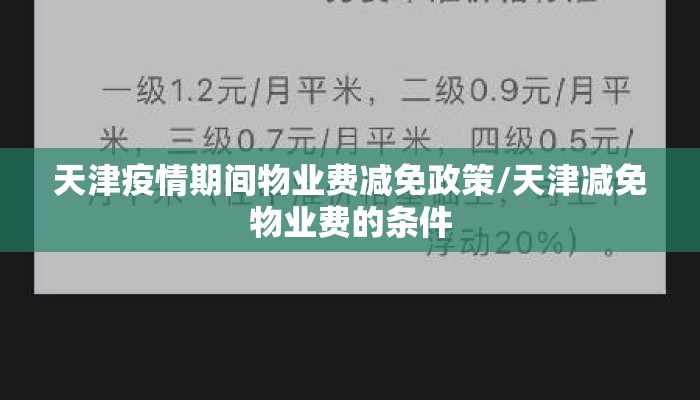 天津疫情期间物业费减免政策/天津减免物业费的条件