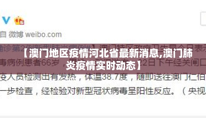 【澳门地区疫情河北省最新消息,澳门肺炎疫情实时动态】