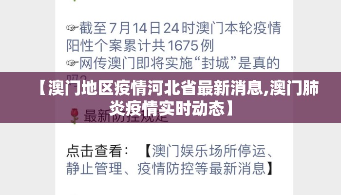 【澳门地区疫情河北省最新消息,澳门肺炎疫情实时动态】