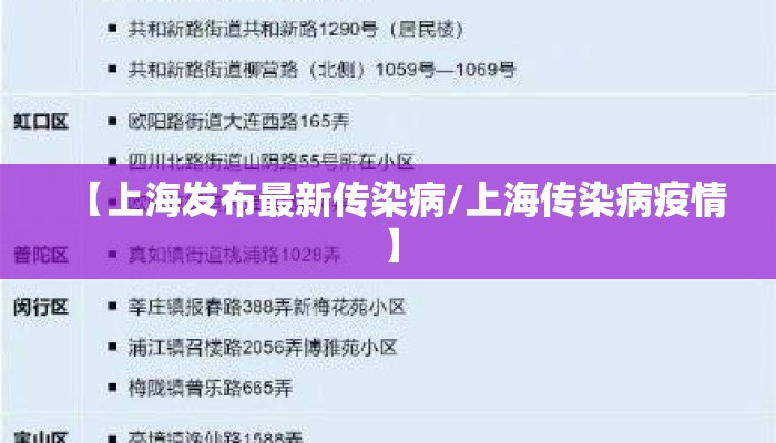 【上海发布最新传染病/上海传染病疫情】