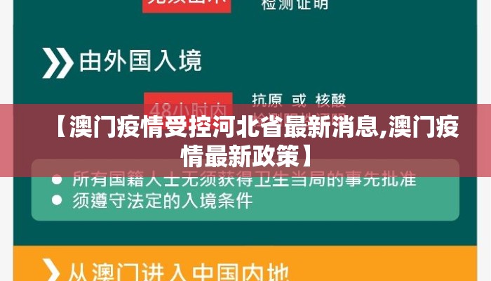 【澳门疫情受控河北省最新消息,澳门疫情最新政策】