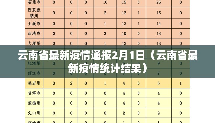 云南省最新疫情通报2月1日（云南省最新疫情统计结果）