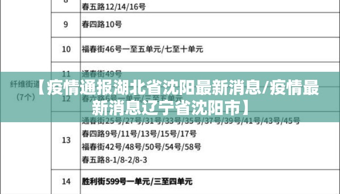 【疫情通报湖北省沈阳最新消息/疫情最新消息辽宁省沈阳市】