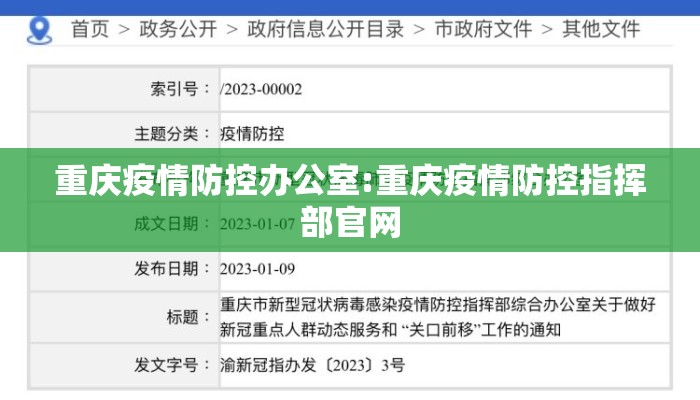 重庆疫情防控办公室:重庆疫情防控指挥部官网