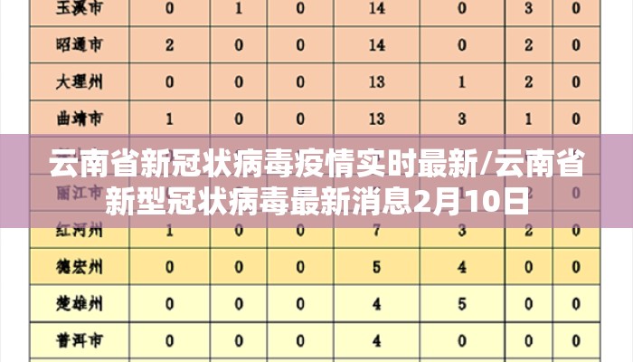 云南省新冠状病毒疫情实时最新/云南省新型冠状病毒最新消息2月10日