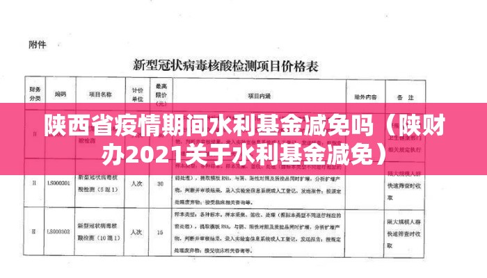陕西省疫情期间水利基金减免吗（陕财办2021关于水利基金减免）