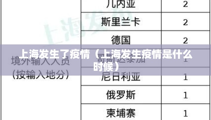 上海发生了疫情（上海发生疫情是什么时候）