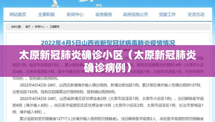 太原新冠肺炎确诊小区（太原新冠肺炎确诊病例）