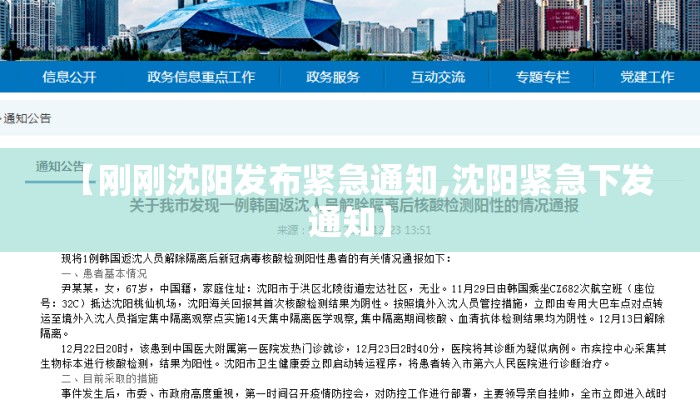 【刚刚沈阳发布紧急通知,沈阳紧急下发通知】