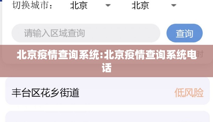 北京疫情查询系统:北京疫情查询系统电话