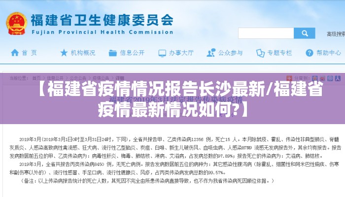 【福建省疫情情况报告长沙最新/福建省疫情最新情况如何?】