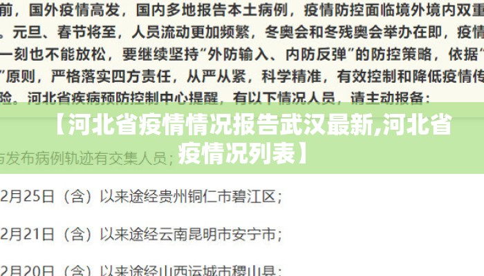 【河北省疫情情况报告武汉最新,河北省疫情况列表】