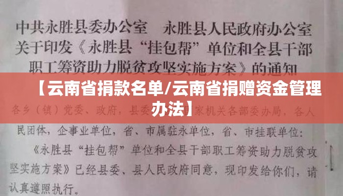 【云南省捐款名单/云南省捐赠资金管理办法】