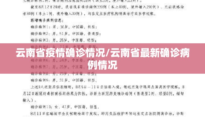 云南省疫情确诊情况/云南省最新确诊病例情况