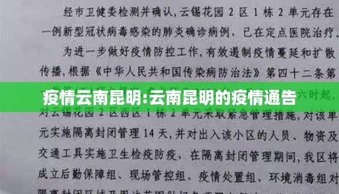 疫情云南昆明:云南昆明的疫情通告