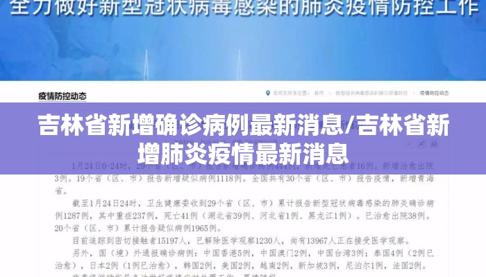 吉林省新增确诊病例最新消息/吉林省新增肺炎疫情最新消息