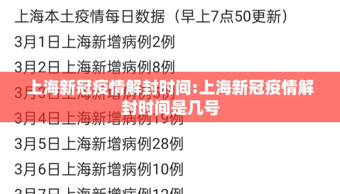 上海新冠疫情解封时间:上海新冠疫情解封时间是几号