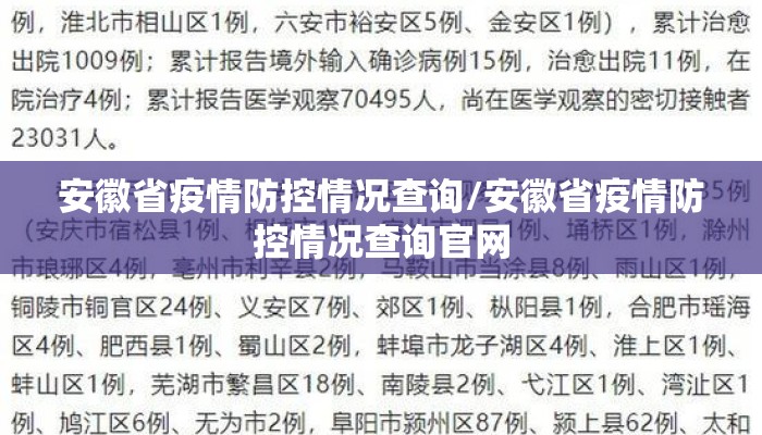 安徽省疫情防控情况查询/安徽省疫情防控情况查询官网