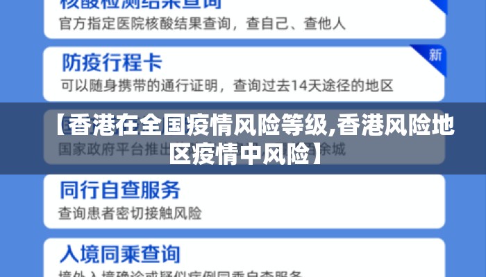 【香港在全国疫情风险等级,香港风险地区疫情中风险】