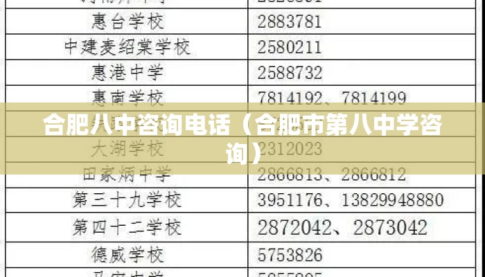 合肥八中咨询电话（合肥市第八中学咨询）