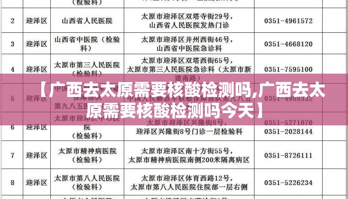 【广西去太原需要核酸检测吗,广西去太原需要核酸检测吗今天】