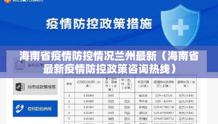 海南省疫情防控情况兰州最新（海南省最新疫情防控政策咨询热线）