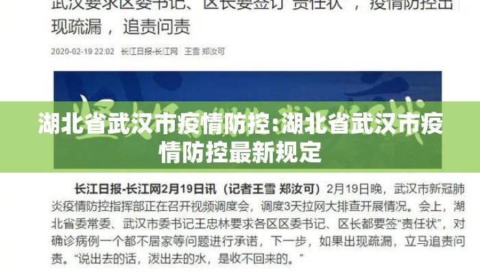 湖北省武汉市疫情防控:湖北省武汉市疫情防控最新规定