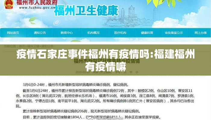 疫情石家庄事件福州有疫情吗:福建福州有疫情嘛